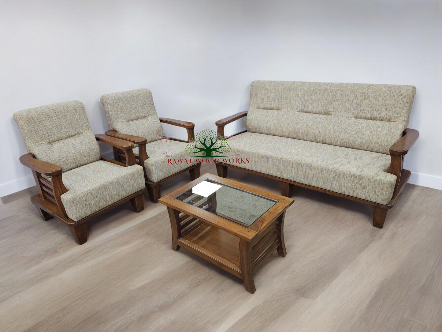 Sofa Set 3+1+1 SO02 Teak Wood RAWAT