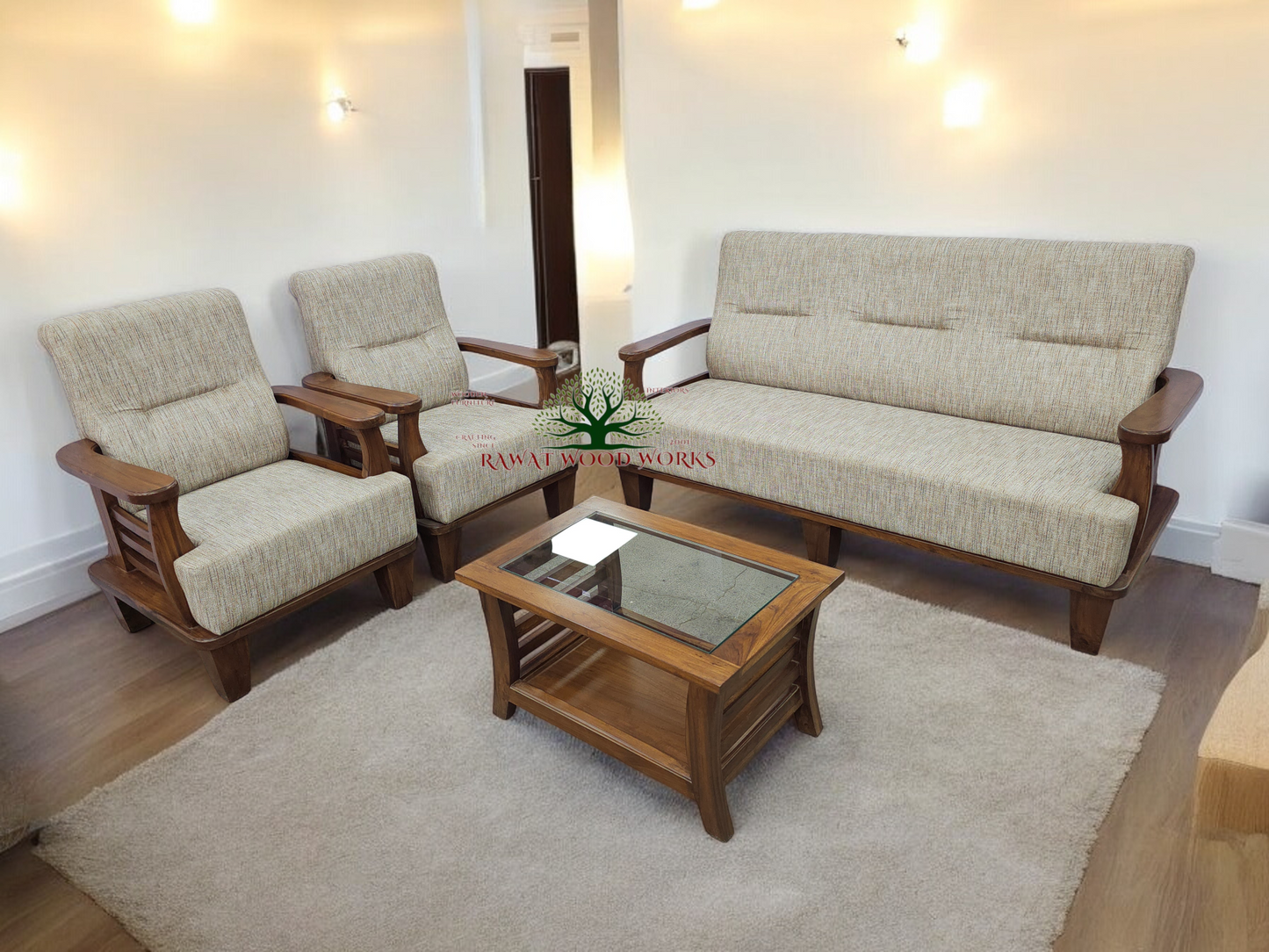 Sofa Set 3+1+1 SO02 Teak Wood RAWAT