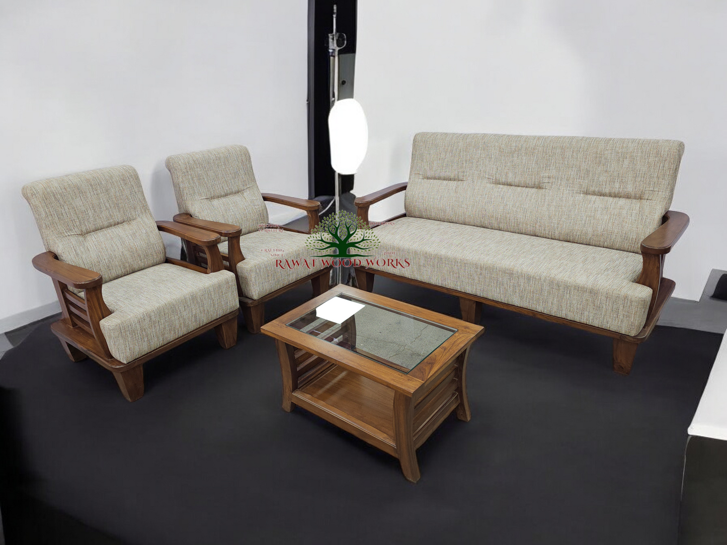 Sofa Set 3+1+1 SO02 Teak Wood RAWAT