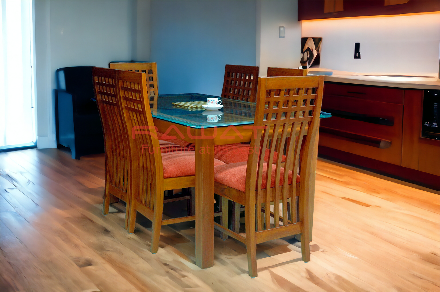 Dining Table 6 Seater DT19DC19 Teak Wood By RAWAT FURNITURE