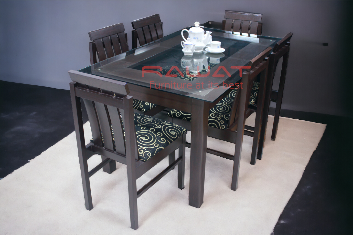 Dining Table 6 Seater DT21DC21 Teak Wood By RAWAT FURNITURE