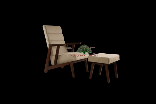 Lounge Chair LC21 With Stool SolidWood RAWAT FURNITURE